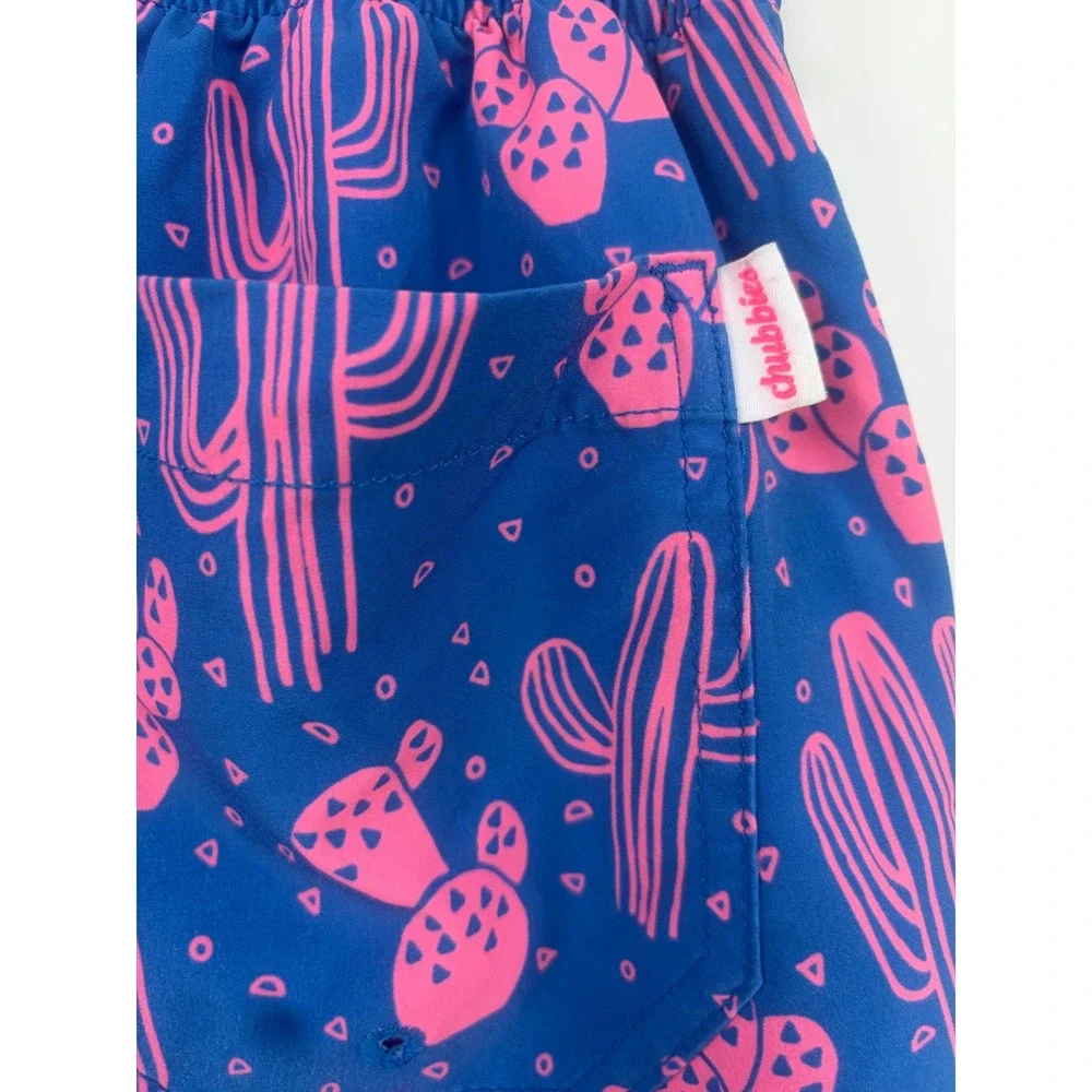 Chubbies Men Swim Trunk Blue Pink Cactu Print 5.5